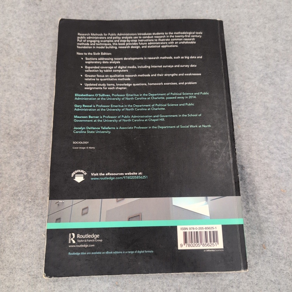 Research‎ Methods for Public Administrators 6th Edition O'Sullivan Rassel 2017 - Picture 2 of 5